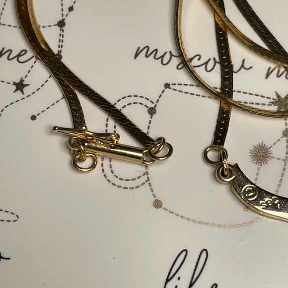 14kt solid yellow gold diamond herringbone chain necklace with box clasp closure - Picture 7 of 9